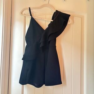Missguided Black Ruffle Sleeve Romper - Size 0